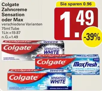 WEZ Colgate Zahncreme Sensation oder Max Angebot