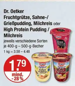 V Markt Dr. oetker fruchtgrütze, sahne-/grießpudding, milchreis oder high protein pudding / milchreis Angebot