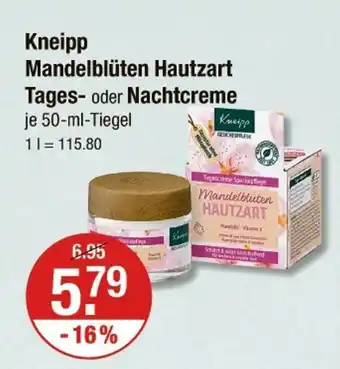 V Markt Kneipp mandelblüten hautzart tages- oder nachtcreme Angebot