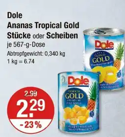 V Markt Dole ananas tropical gold stücke oder scheiben Angebot