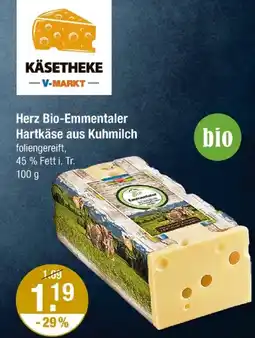 V Markt Käsetheke v-markt herz bio-emmentaler hartkäse aus kuhmilch Angebot