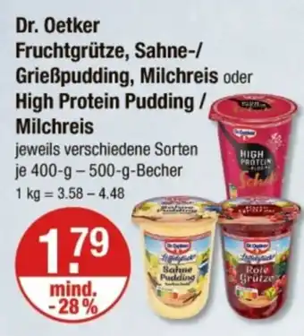 V Markt Dr. Oetker Fruchtgrütze, Sahne-/ Grießpudding, Milchreis oder High Protein Pudding/ Milchreis Angebot