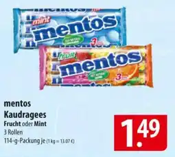 Famila Nord Ost mentos mentos Kaudragees Frucht oder Mint Angebot