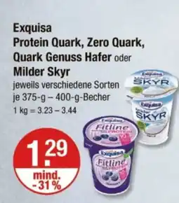 V Markt Exquisa Protein Quark, Zero Quark, Quark Genuss Hafer oder Milder Skyr Angebot