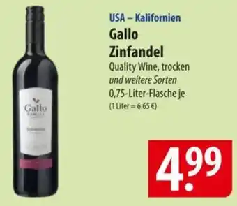 Famila Nord Ost USA - Kalifornien Gallo Zinfandel Angebot