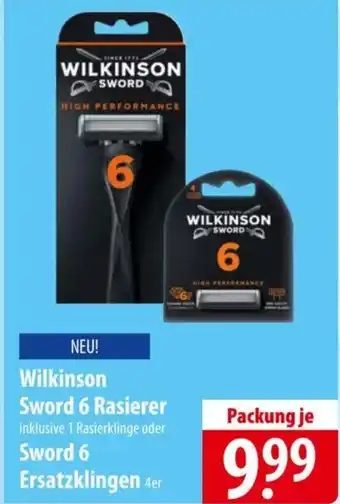 Famila Nord Ost Wilkinson Sword 6 Rasierer oder Sword 6 Ersatzklingen 4er Angebot