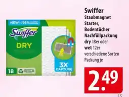 Famila Nord Ost Swiffer Staubmagnet Starter, Bodentücher Nachfüllpackung dry 18er oder wet 12er Angebot