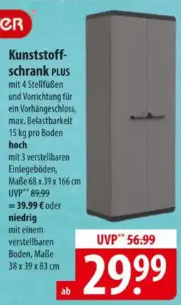 Famila Nord Ost Keter Kunststoff- schrank PLUS Angebot