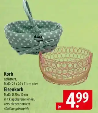 Famila Nord Ost Korb gefüttert oder Eisenkorb Angebot