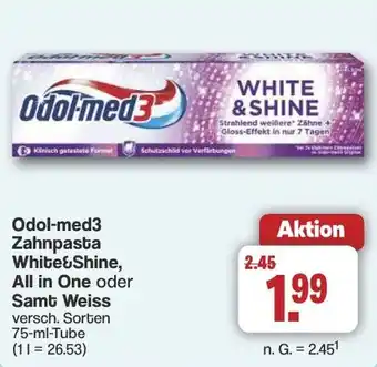 Famila Nord West Odol-med3 Zahnpasta White&Shine, All in One oder Samt Weiss Angebot