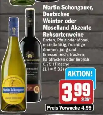 AEZ Martin Schongauer, Deutsches Weintor oder Moselland Akzente Rebsortenweine Angebot