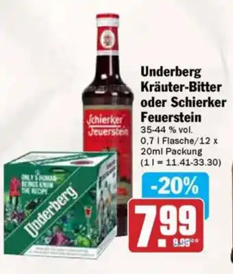 AEZ Underberg Kräuter-Bitter oder Schierker Feuerstein Angebot