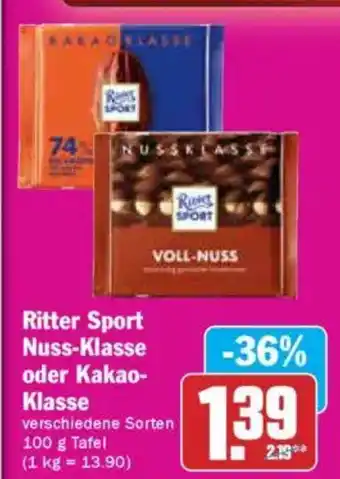 AEZ Ritter Sport Nuss-Klasse oder Kakao- Klasse Angebot