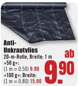 B1 Discount Baumarkt Anti- Anti- Unkrautvlies 20-m-Rolle, Breite: 1 m >>50 g«: Angebot