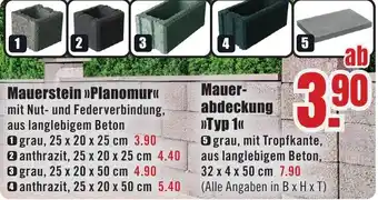 B1 Discount Baumarkt Mauerstein Planomur grau Angebot