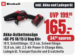 B1 Discount Baumarkt Einhell Akku-Astkettensäge GE-PS 18/15 Li Bag Kit Angebot