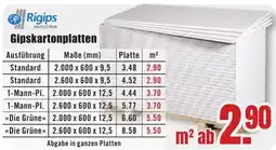 B1 Discount Baumarkt Rigips Gipskartonplatten Angebot