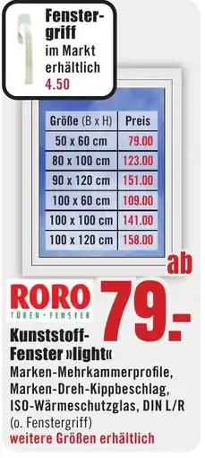 B1 Discount Baumarkt RORO TÜREN FENSTER Kunststoff- Fenster light Angebot