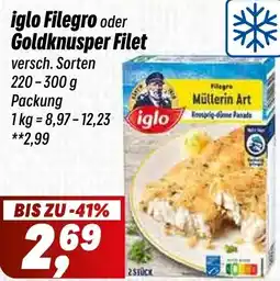 Simmel iglo Filegro oder Goldknusper Filet Angebot