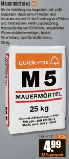 V Baumarkt quick-mix Mauermörtel M5 Angebot