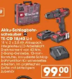 V Baumarkt Einhell Akku-Schlagbohrschrauber TE-CD 18/40 Li-i Angebot