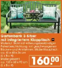 V Baumarkt Gartenbank 3-Sitzer mit integriertem Klapptisch Angebot