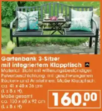 V Baumarkt Gartenbank 3-Sitzer mit integriertem Klapptisch Angebot