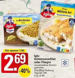 WEZ Iglo Schlemmerfilet oder Filegro Angebot