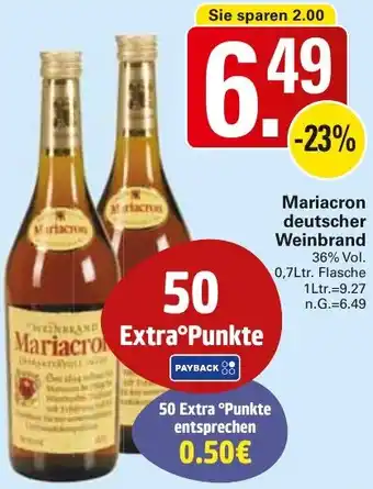 WEZ Mariacron deutscher Weinbrand Angebot