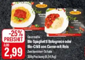 Feneberg Gourmella Bio Spaghetti Bolognese oder Bio-Chili con Carne mit Reis Angebot