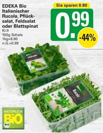 WEZ EDEKA Bio Italienischer Rucola, Pflücksalat, Feldsalat oder Blattspinat Angebot