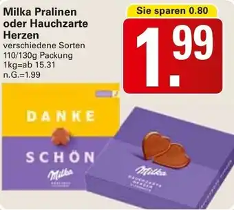 WEZ Milka Pralinen oder Hauchzarte Herzen Angebot