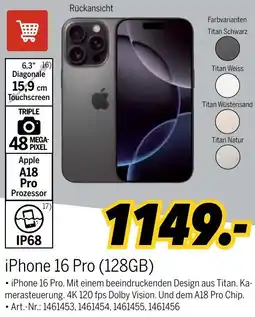 MEDIMAX Apple iPhone 16 Pro (128GB) Angebot