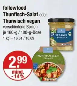 V Markt followfood Thunfisch-Salat oder Thunvisch vegan Angebot