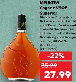 Kaufland MEUKOW Cognac VSOP Superior Angebot