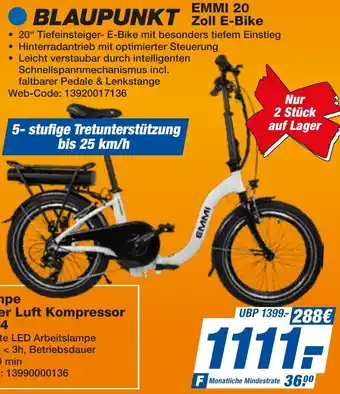 expert Techno Land BLAUPUNKT EMMI 20 Zoll E-Bike Angebot