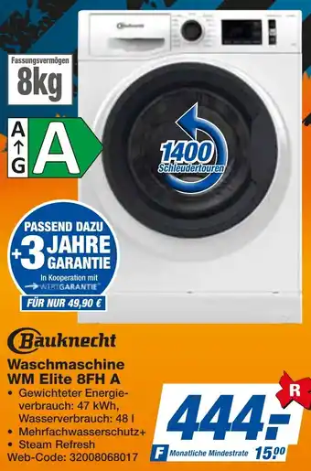 expert Techno Land Bauknecht Waschmaschine WM Elite 8FH A Angebot