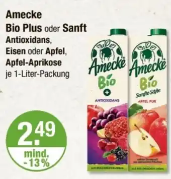 V Markt Amecke Bio Plus oder Sanft Antioxidans, Eisen oder Apfel, Apfel-Aprikose Angebot