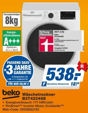 expert Techno Land beko Wäschetrockner B3T42249S Angebot