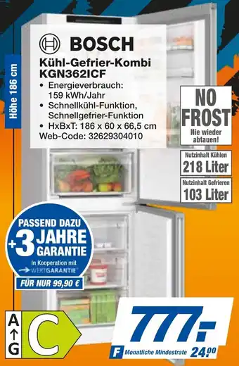 expert Techno Land BOSCH Kühl-Gefrier-Kombi KGN362ICF Angebot