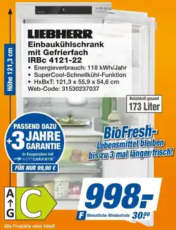 expert Techno Land LIEBHERR Einbaukühlschrank mit Gefrierfach IRBC 4121-22 Angebot