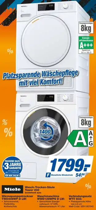 expert Techno Land Miele Wasch-Trocken-Säule Tower 200 Angebot