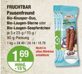 V Markt FRUCHTBAR Pausenfreund Bio-Knusper-Duo, Bio-Laugen-Sterne oder Bio-Laugen-Seepferdchen Angebot