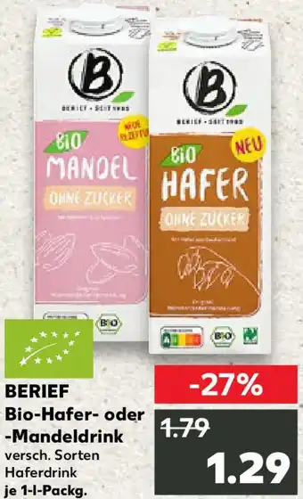 Kaufland BERIEF Bio-Hafer- oder Mandeldrink Angebot