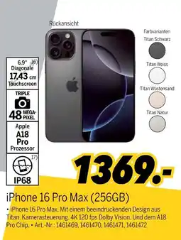 MEDIMAX Iphone 16 pro max (256gb) Angebot