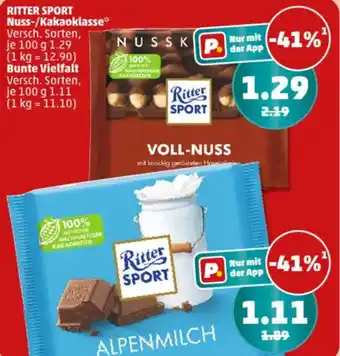 PENNY RITTER SPORT Nuss-/Kakaoklasse Angebot