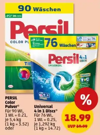 PENNY PERSIL Color Pulver oder Universal 4 in 1 Discs Angebot