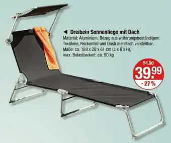 V Markt Dreibein Sonnenliege mit Dach Angebot