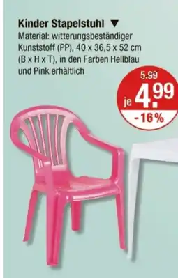 V Markt Kinder Stapelstuhl Angebot