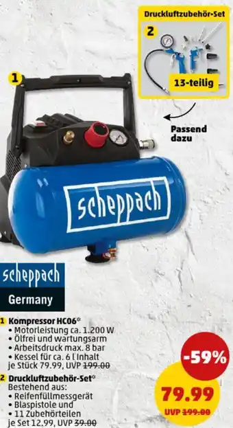 PENNY scheppach Kompressor HC06/ Druckluftzubehör-Set Angebot